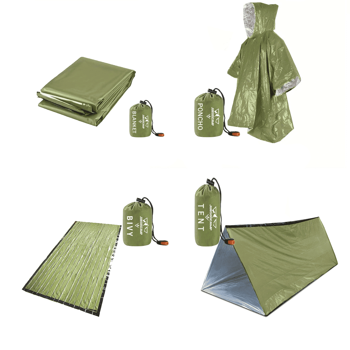 4-Pack Survival Kit, with Survival Tent, Emergency Sleeping Bag, Mylar ...