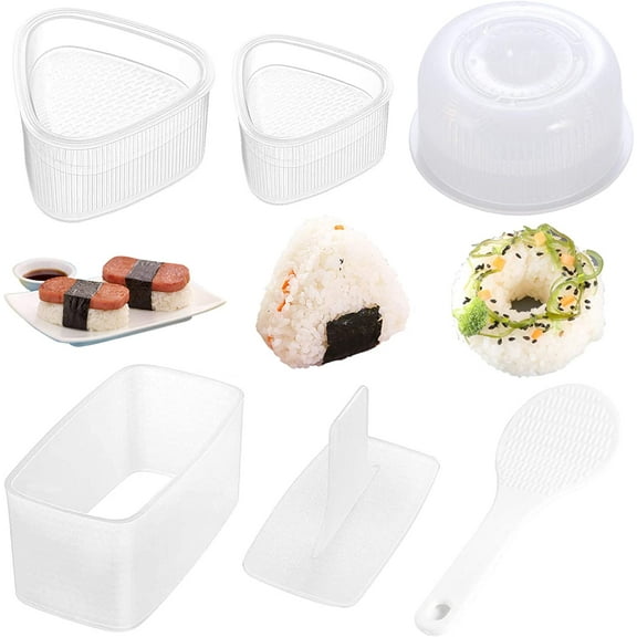 4 Pack Sushi Maker Kit, Non Stick Musubi Maker Onigiri Triangle Sushi Press (Large & Small), Donut Rice Shaper Mold DIY Tool