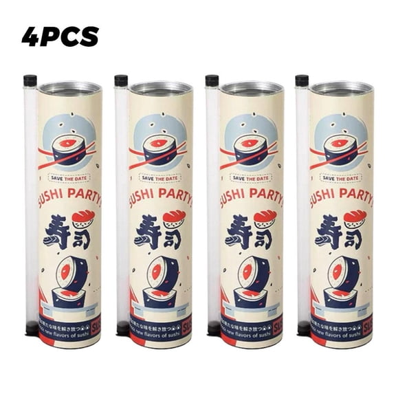 4-Pack Sushi Push Pops Containers, Robust Food-Grade Paper Sushi Tubes with Leak-Proof PVC Lining, Resilient Portable Sushi Roller Dispensers for Parties & Picnics, 8.4-Inch