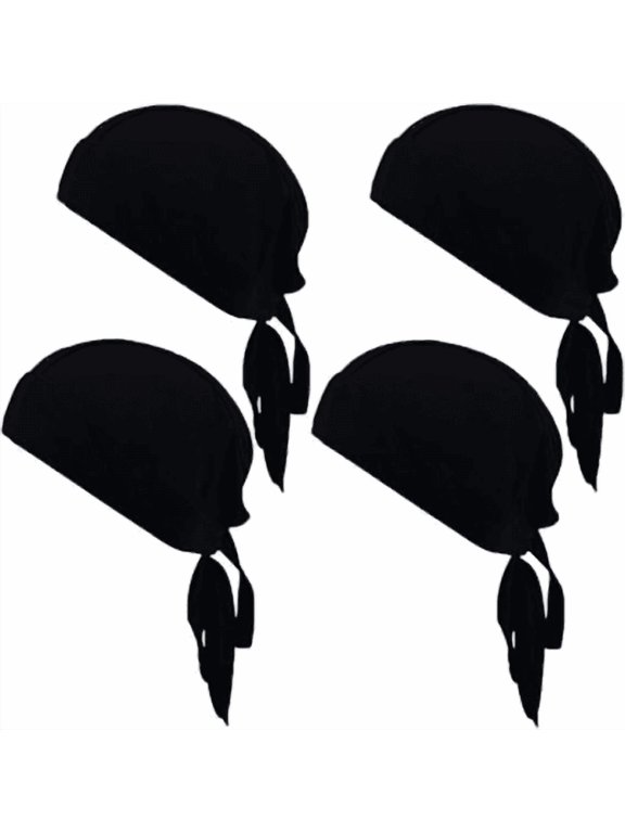 4 Pack Sweat-Wicking Do Rag, Breathable Tie Back Head Wrap for Motorcycle, Cycling, Workout Outdoor Sports