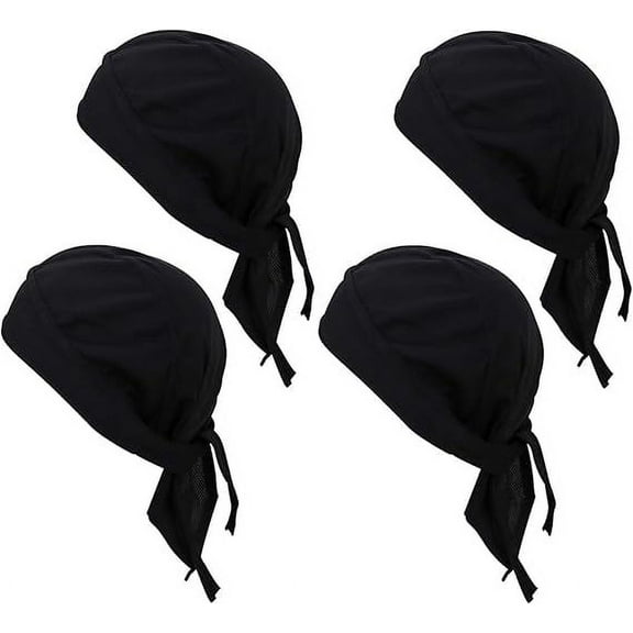 4 Pack Sweat Wicking Doo Rag, Cooling Dew Rag Helmet Liner, Large Motorcycle Do Rags Head Wrap Bandana Skull Caps for Men and Women