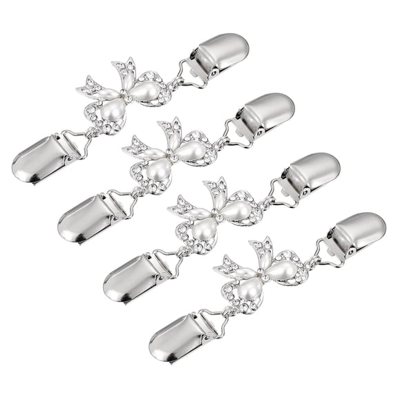 4 Pack Sweater Clips Cardigan Collar Clips Bow-knot Shawl Clips(White)