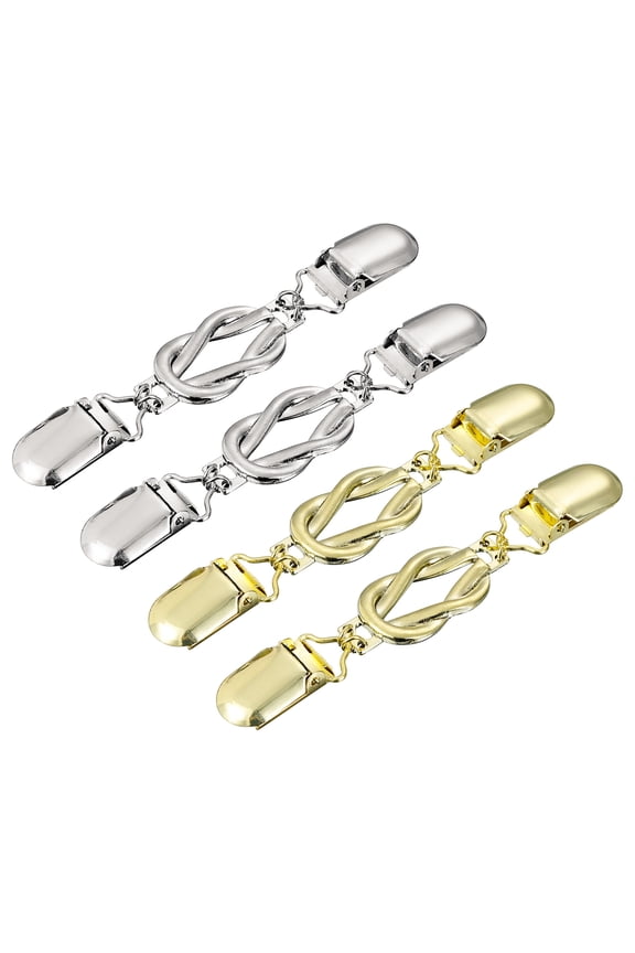 4 Pack Sweater Clips Retro Cardigan Collar Clips Dresses Shawl Clips(Silver, Gold)