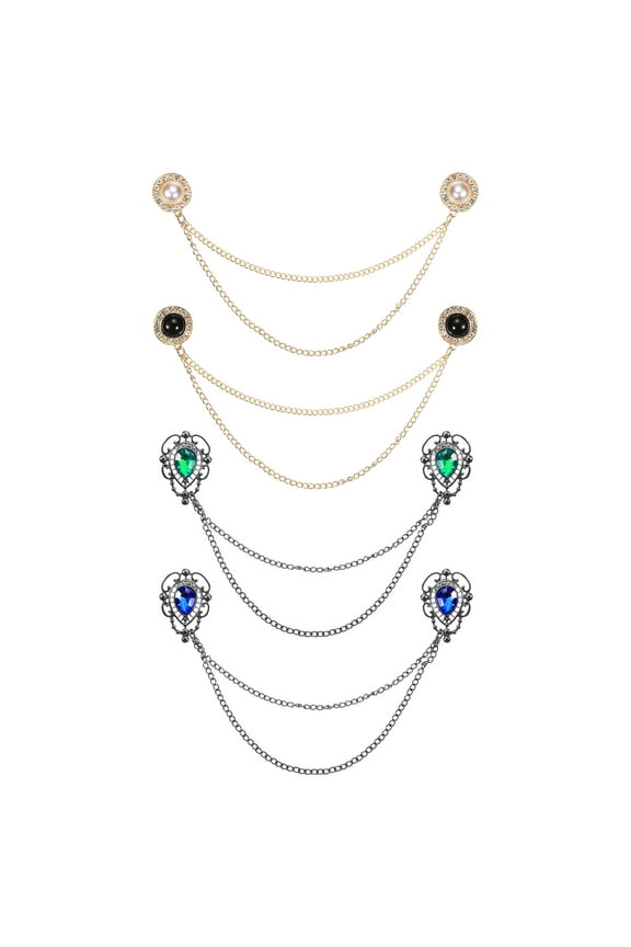 4 Pack Sweater Clips Vintage Cardigan Collar Clips with Chain for Women