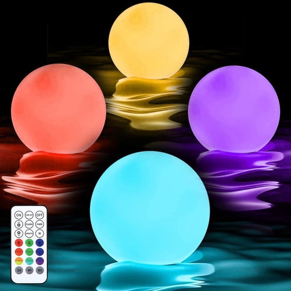4-Pack Swimming Pool Floating Pool Lights: 16 Color with Remote Control IP68 Diameter 3.14 Inch Waterproof LED Ball Light Floating Lights Remote Control RGB Pool Lights