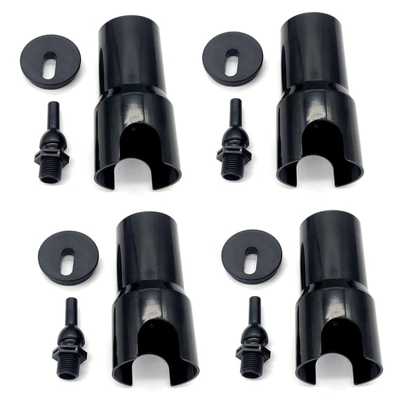 Swimming Pool Fountain Jets 4 Pack - Spa Deck Jets Water Sprayer Waterfall Feature - Adjustable 360 Nozzles - 1/2" Male Thread - Black