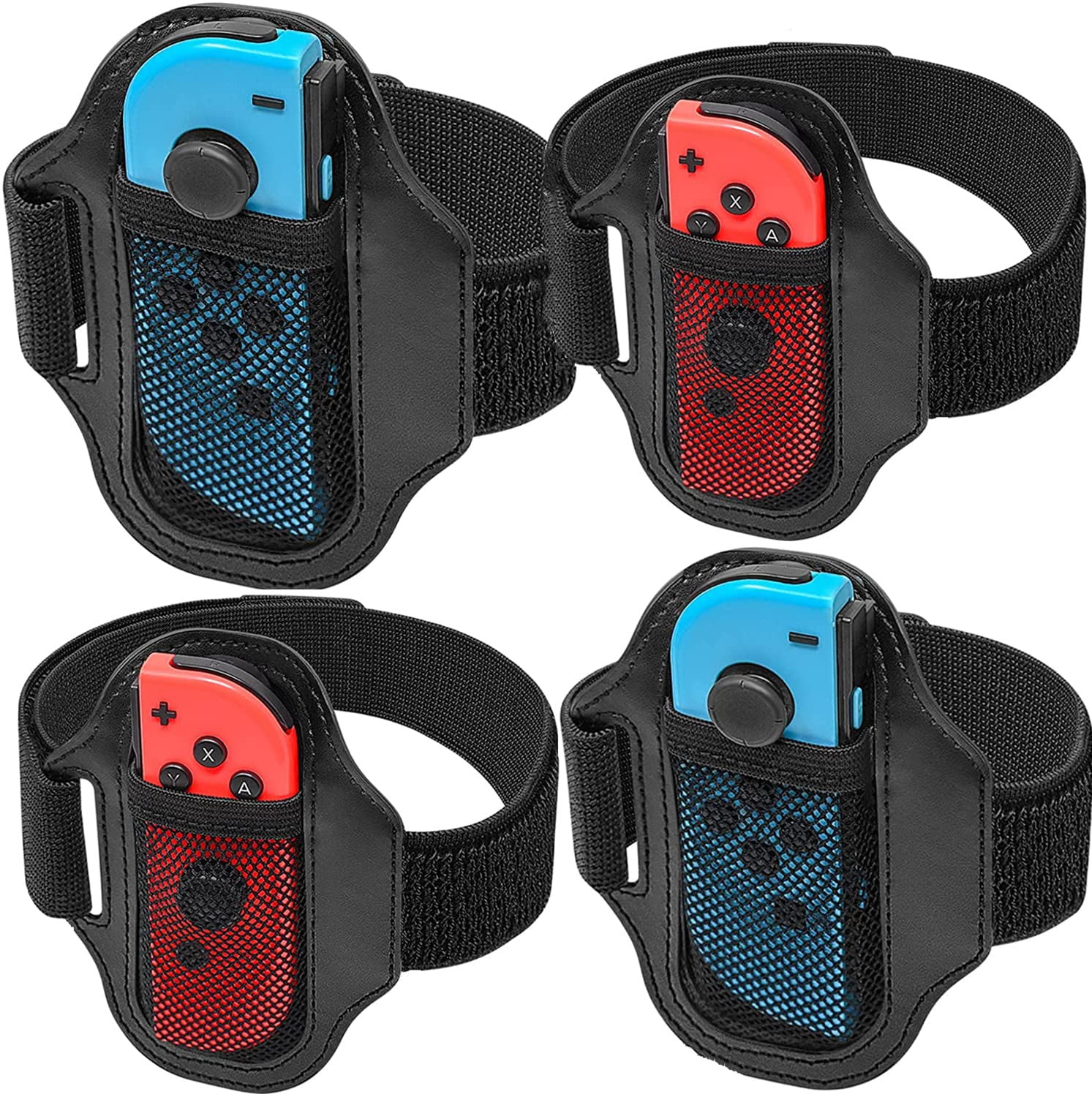 [4 Pack] Switch Leg Strap for Nintend Switch Sports, TGDPLUE Switch Soccer Leg Straps Compatible with Switch Sports/Ring Fit Adventure, Two Size Adjustbale Elastic Strap for Adults & Children