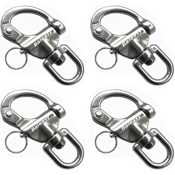 4 Pack Swivel Eye Snap Shackle, Marine Sailboat Shackles Quick Release 316 Stainless Steel for Sailing Rigging SCBA Mask Halyard Panic Snap Spinnaker Clip