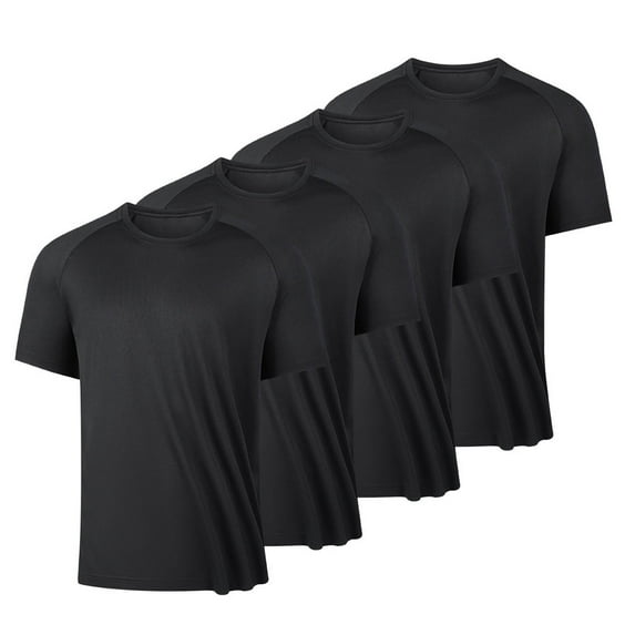 4 Pack T-Shirts for Men Short Sleeve Crewneck Athletic Workout Tees Tops Mens Casual Solid Stretchy Slim-Fit Multipack Pullover Gym Tshirts