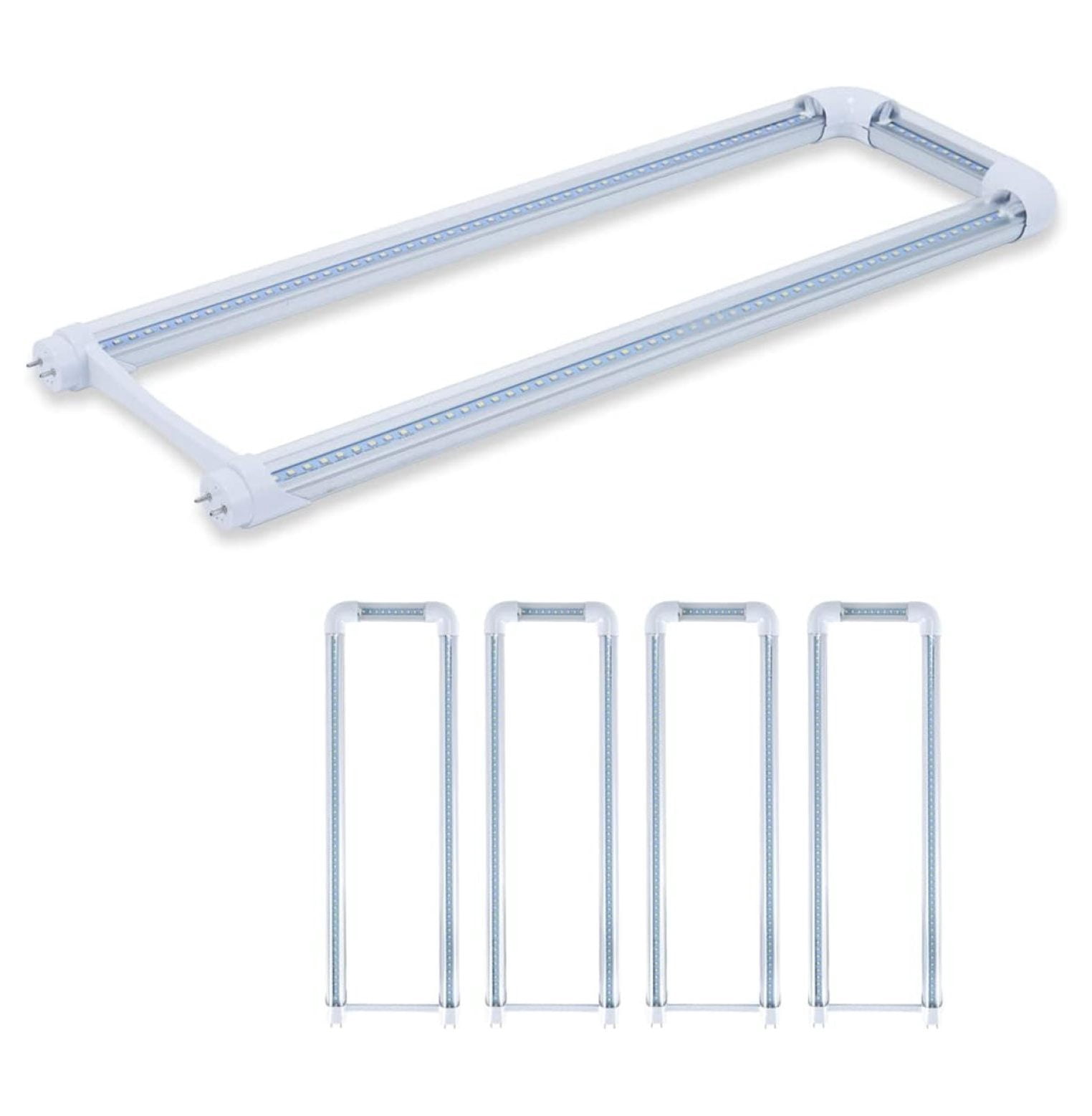 4-Pack T8 U Bend LED Tube Light 2FT 24W (60W Equivalent) U Shaped Bulb 6000K Daylight White 2640lm for Fluorescent Replacement, Dual-End Powered