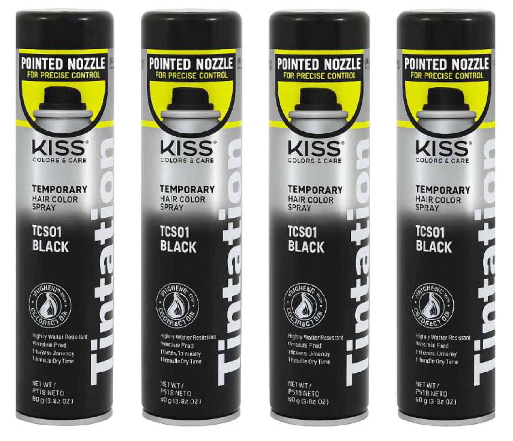 4 Pack Tintation Color Spray TCS01 Black