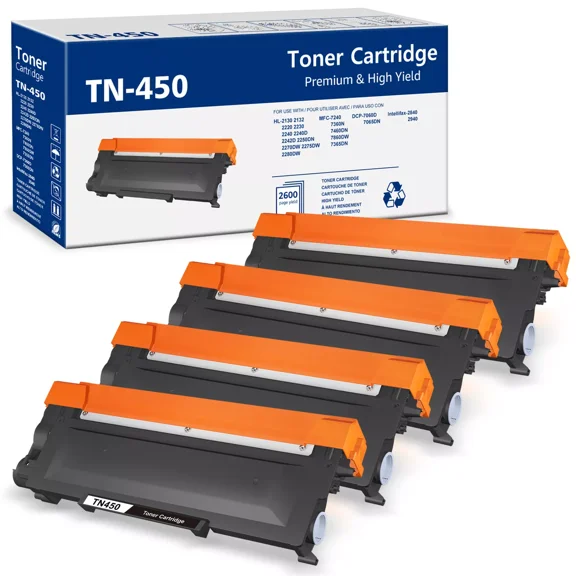 4 Pack TN450 Toner Cartridge For Brother Konica Minolta 1590mf HL-2270DW 2270