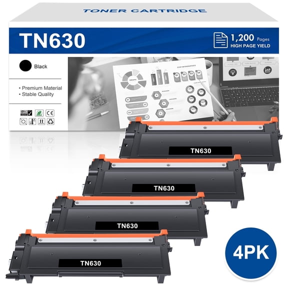 Vipink 4-Pack TN630 TN660 Toner Cartridge Compatible for Brother TN-630 TN-660 HL-L2300D L2380DW MFC-L2700DW DCP-L2540DW (Black)
