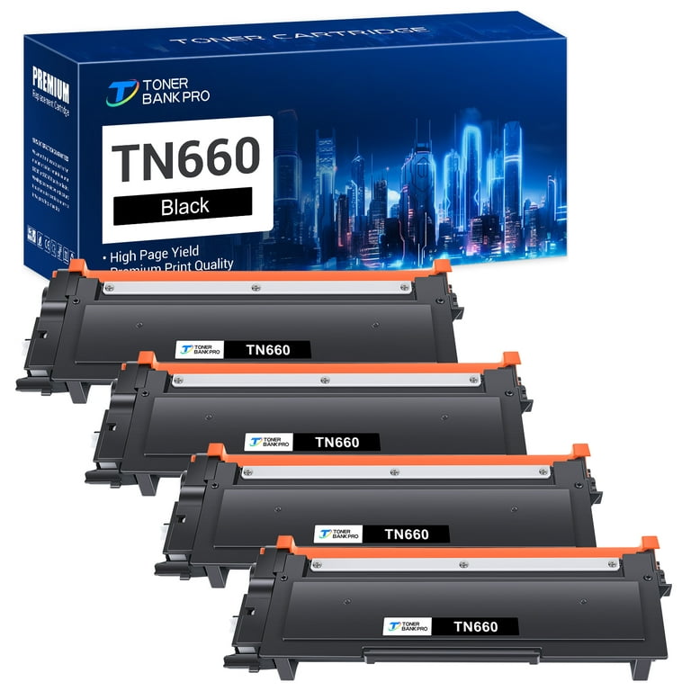 Brother TN660 TN630 Compatible Toner Cartridge (4 Black)