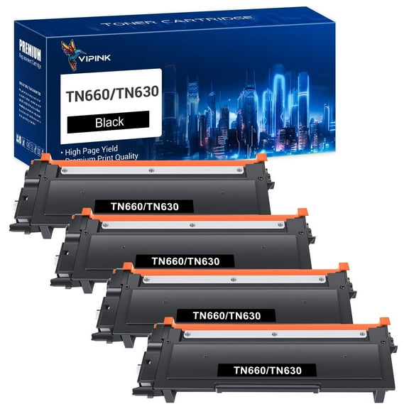 4-Pack TN660 TN630 Toner Cartridge Replacement Compatible for Brother TN660 TN 660 TN-660 TN630 TN 630 TN-630 HL-L2300D HL-L2380DW HL-L2340DW DCP-L2540DW MFC-L2700DW Printer Ink Black