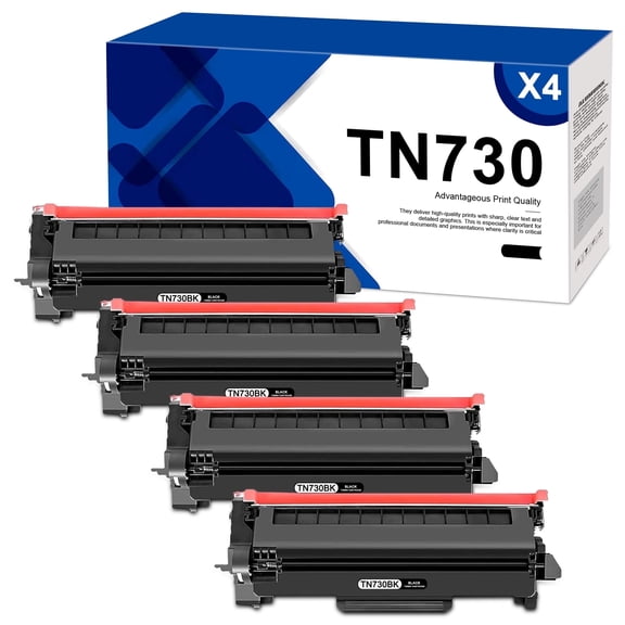 4-Pack TN730 Toner Cartridge Compatible for Brother TN-730 Toner Cartridge Works for Brother DCP-L2550DW MFC-L2710DW Printer