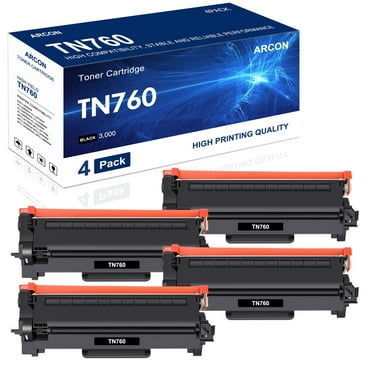 4-Pack TN760 Black Toner Cartridge Compatible for Brother TN-760 TN760 TN730 TN-730 HL-L2350DW DCP-L2550DW MFC-L2710DW MFC-L2690DW MFC-L2750DW High Yield Printer Ink