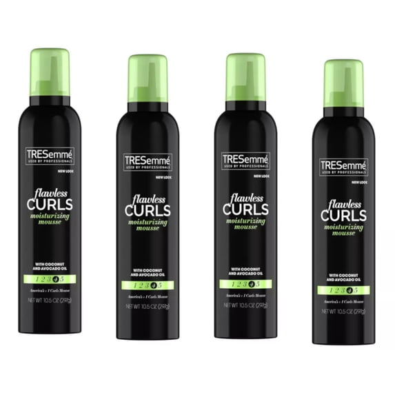 TRESemme Flawless Curls Moisturizing Mousse with Coconut and Avocado Oil Level 4 Hold Curl Defining Hair Styling Foam 10.5 oz (Pack of 6)