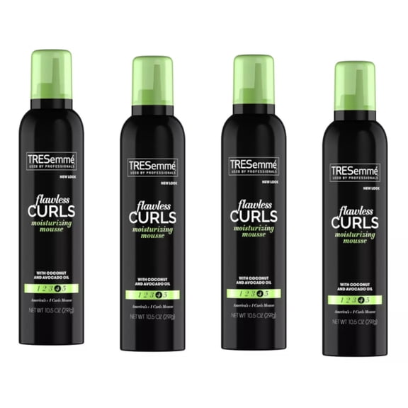 TRESemme Flawless Curls Moisturizing Mousse with Coconut and Avocado Oil Level 4 Hold Curl Defining Hair Styling Foam 10.5 oz (Pack of 6)