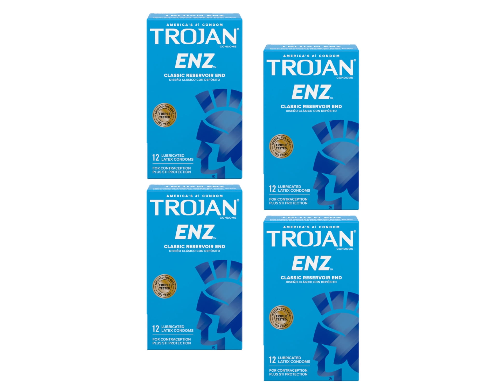 4 Pack - TROJAN Enz Lubricated Latex Condoms 12 Each - Walmart.com