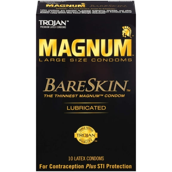 4 Pack - TROJAN Magnum Bareskin Lubricated Large Size Condoms 10 ea