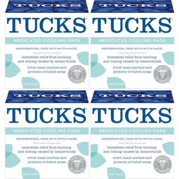 Tucks Medicated Cooling Pads 100 Padsper Pack of 4)