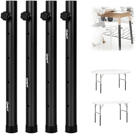 4 Pack Table Legs Extenders for Folding Tables, 4 Levels Adjustable ...