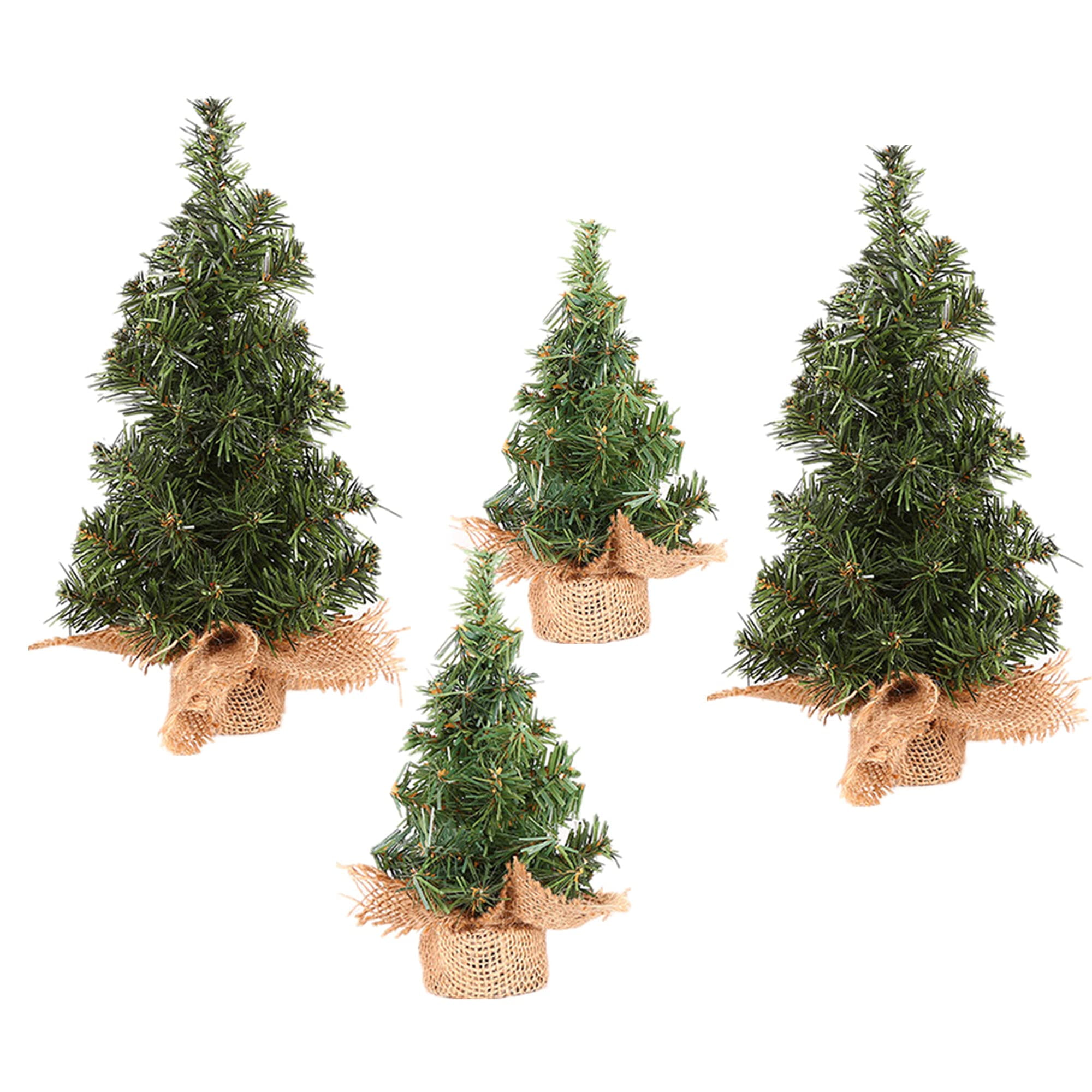 Set of 4 Mini Tabletop Pine Christmas Trees with Linen Base