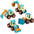 thumbnail image 1 of 4 Pack Take Apart Construction Trucks with Screwdriver, Buildable Engineering Vehicles for 3-5 Years, Pull-Back Action Toy, 1 of 9