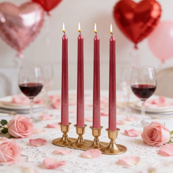 4 Pack Taper Candles - Taper Candles 10 Inch Dripless, less & Unscented - 8 Hours Long Burning - Hand Poured Tall Candlesticks - Ideal for Weddings, Dinner Parties, and Home Decor （Red）