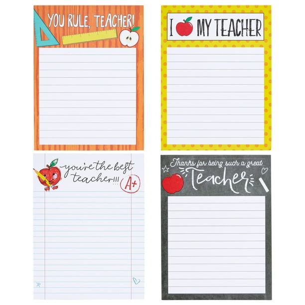 4Pack Teacher Notepad Sets for Classroom Gifts, Professor Appreciation