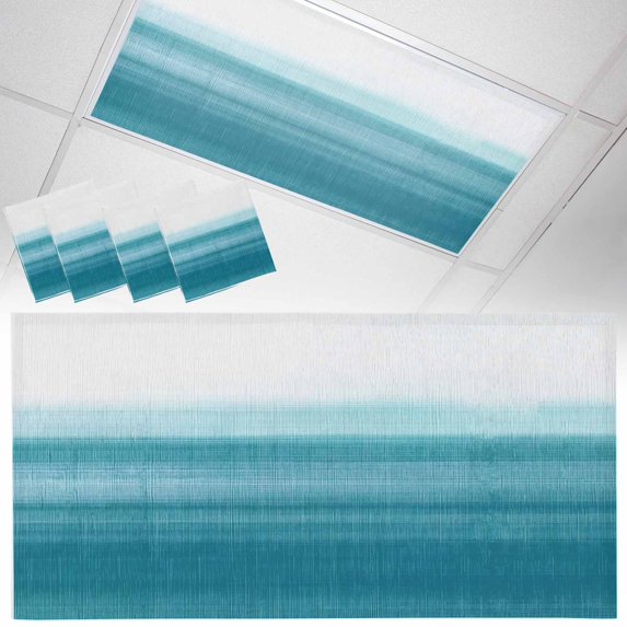 4 Pack Teal White Gradient Fluorescent Light Covers for Ceiling Lights Abstract Ombre Texture Modern Art Magnetic Ceiling Light Covers Overhead Light Filters for Office Classroom Home