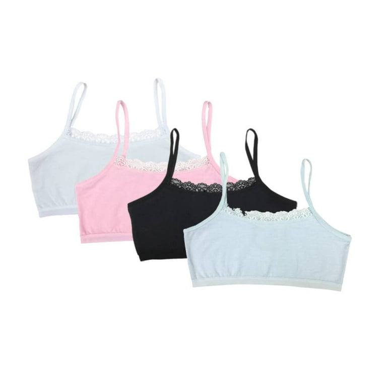 4 Pack Teen Girls Lace Training Bra Top, Soft Big Girlds Underwear,All  Season Camisoles for Young Girls,8-12T,4 Colors