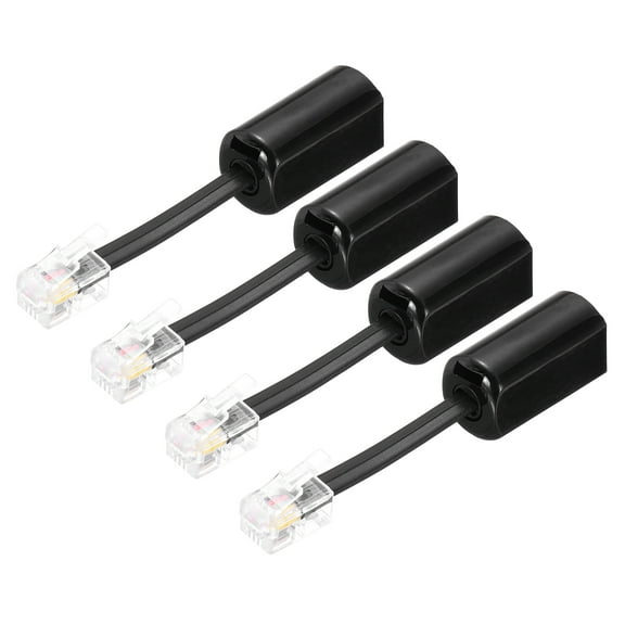 4 Pack Telephone Cord Detangler, 360 Degree Rotating Tangle Free Phone Handset Cable Landline Swivel Cord, Black