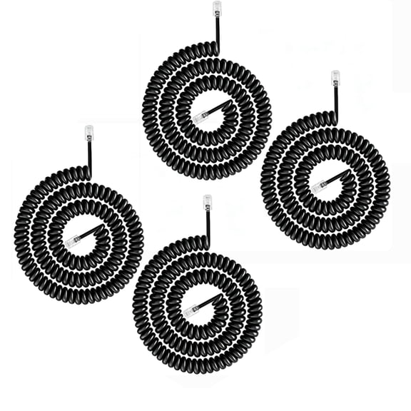 4 Pack Telephone Handset Cord, RJ9 4P4C 1 Feet Flat Length Extended Length 3 Feet Coiled Landline Phone Cable