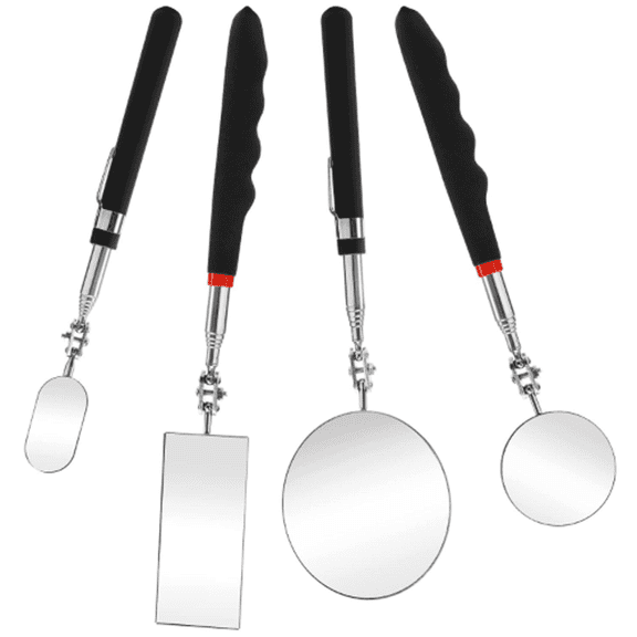 4 Pack Telescoping Inspection Mirror, 360 Swivel Adjustable Mirror with Extendable Stainless Steel Handle, Inspection Mirror for Small Parts Observation