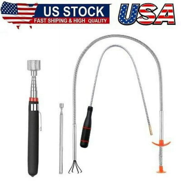 4 Pack Telescoping Magnet Pick-up Tool Set - Retrieving Pickup Tools,Extendable