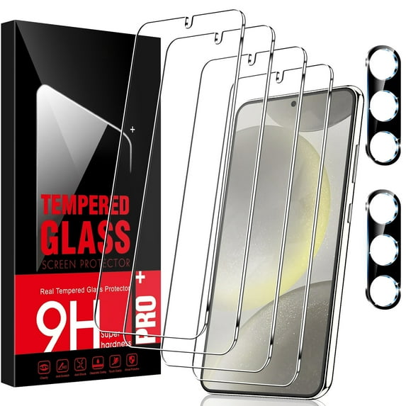 4-Pack Of Tempered Glass Screen Protectors + 2 Camera Lens Protectors For Samsung Galaxy S24, 9H Hardness, Scratch And Drop Resistance, HD, Fingerprint Unlocking