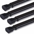 thumbnail image 1 of 4 Pack Tension Rod Oval Spring Tension Curtain Rod Adjustable 36 to 60 Inches Small Short Black Tension Rods No Drilling Spring Loaded Curtain Rods For Doors and Windows, 36-60 Inch, Black, 1 of 7