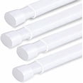 thumbnail image 1 of 4 Pack Tension Rod Oval Spring Tension Curtain Rod Adjustable 36 to 60 Inches Small Short White Tension Rods No Drilling Spring Loaded Curtain Rods For Doors and Windows, 36-60 Inch, White, 1 of 7
