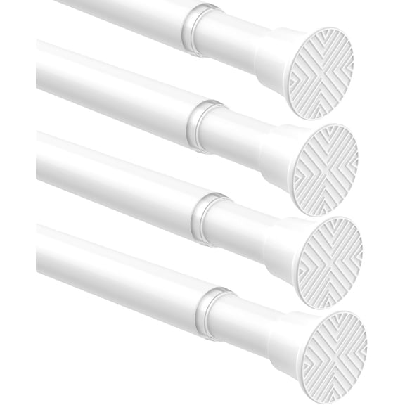 4-Pack Tension Rods 24-48 Inch, Black Spring Adjustable No-Drill Curtain Rods for Window, Doorway, Closets