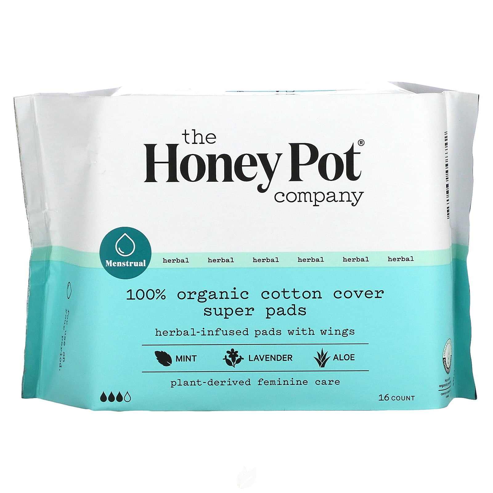 (4 Pack) The Honey Pot Company, Organic Super HerbalInfused Pads with