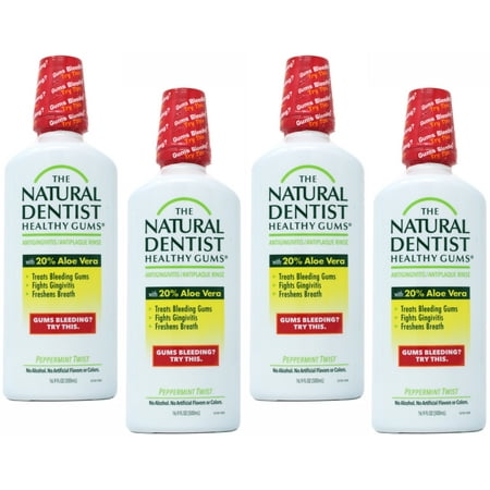 4 Pack - The Natural Dentist Moisturizing Healthy Gums Antigingivitis Rinse, Peppermint Twist 16.90 oz