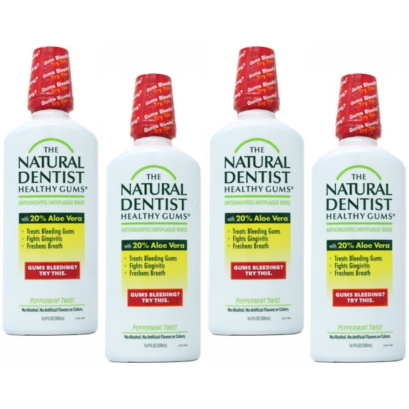 4 Pack - The Natural Dentist Moisturizing Healthy Gums Antigingivitis Rinse, Peppermint Twist 16.90 oz