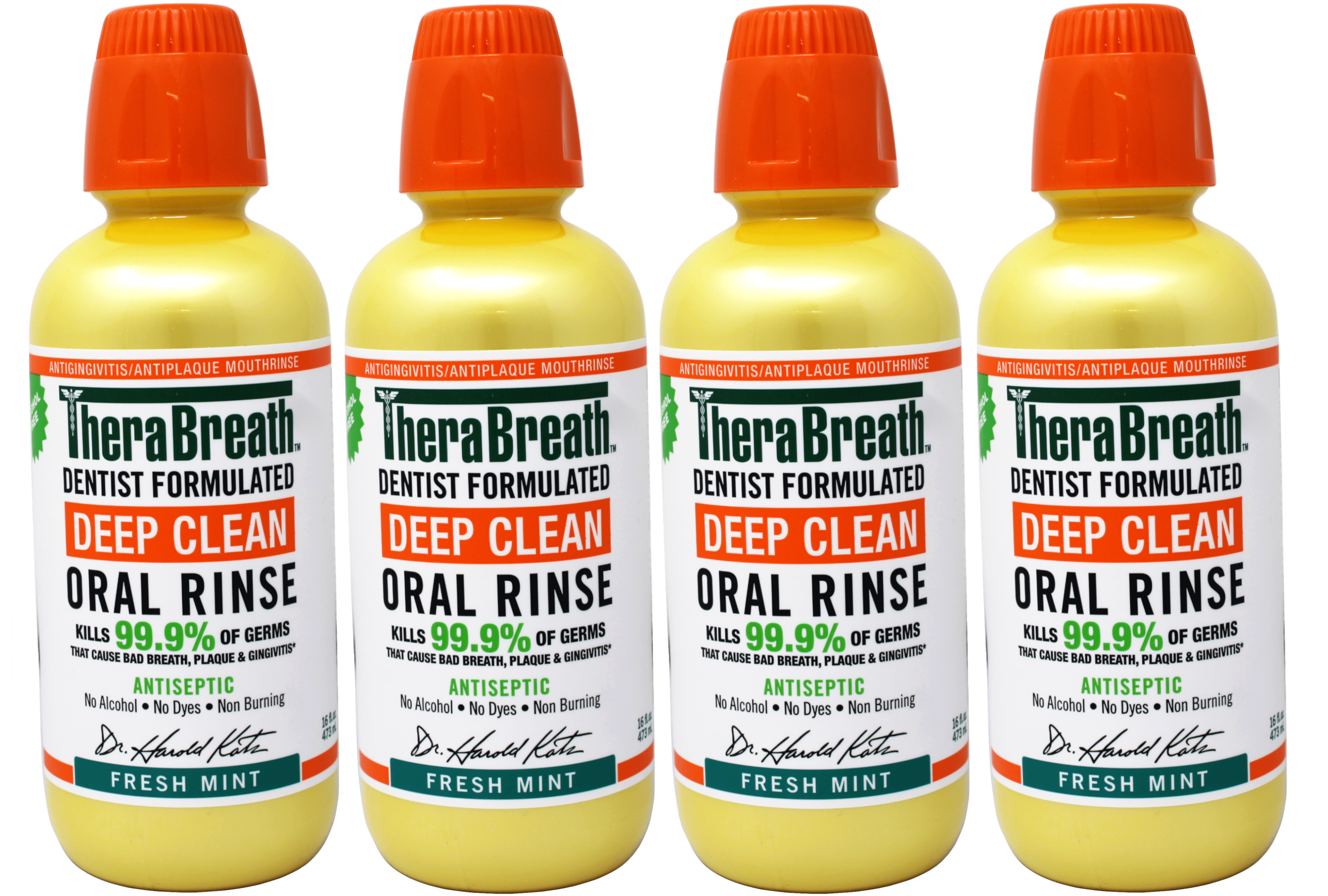 4 Pack - TheraBreath Deep Clean Mouthwash, Alcohol Free, Fresh Mint, 16 fl oz
