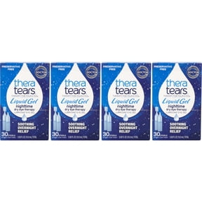 4 Pack - TheraTears Liquid Gel NIGHTTIME DRY EYE THERAPY Single-Use Containers 30 Each