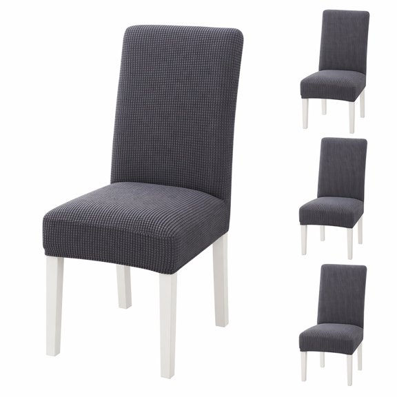 4 Pack Thick Fleece Stretch Dining Chair Covers, Universal Fitted Removable Chair Slipcovers, Elastic Chair Protector for Home Hotel Restaurant Use