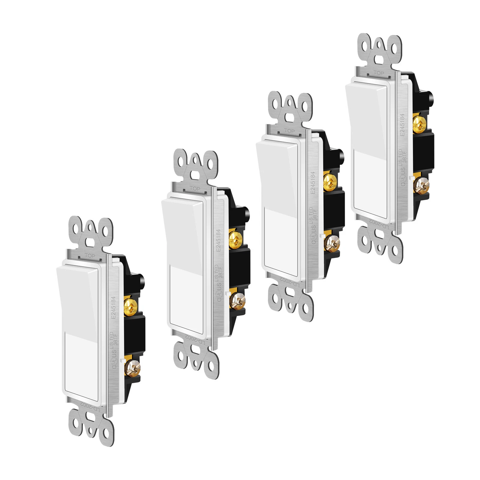 4 Pack Three Way Switch Rocker Switch 15A 120/277V, Home & Office, Ul/Cul, White