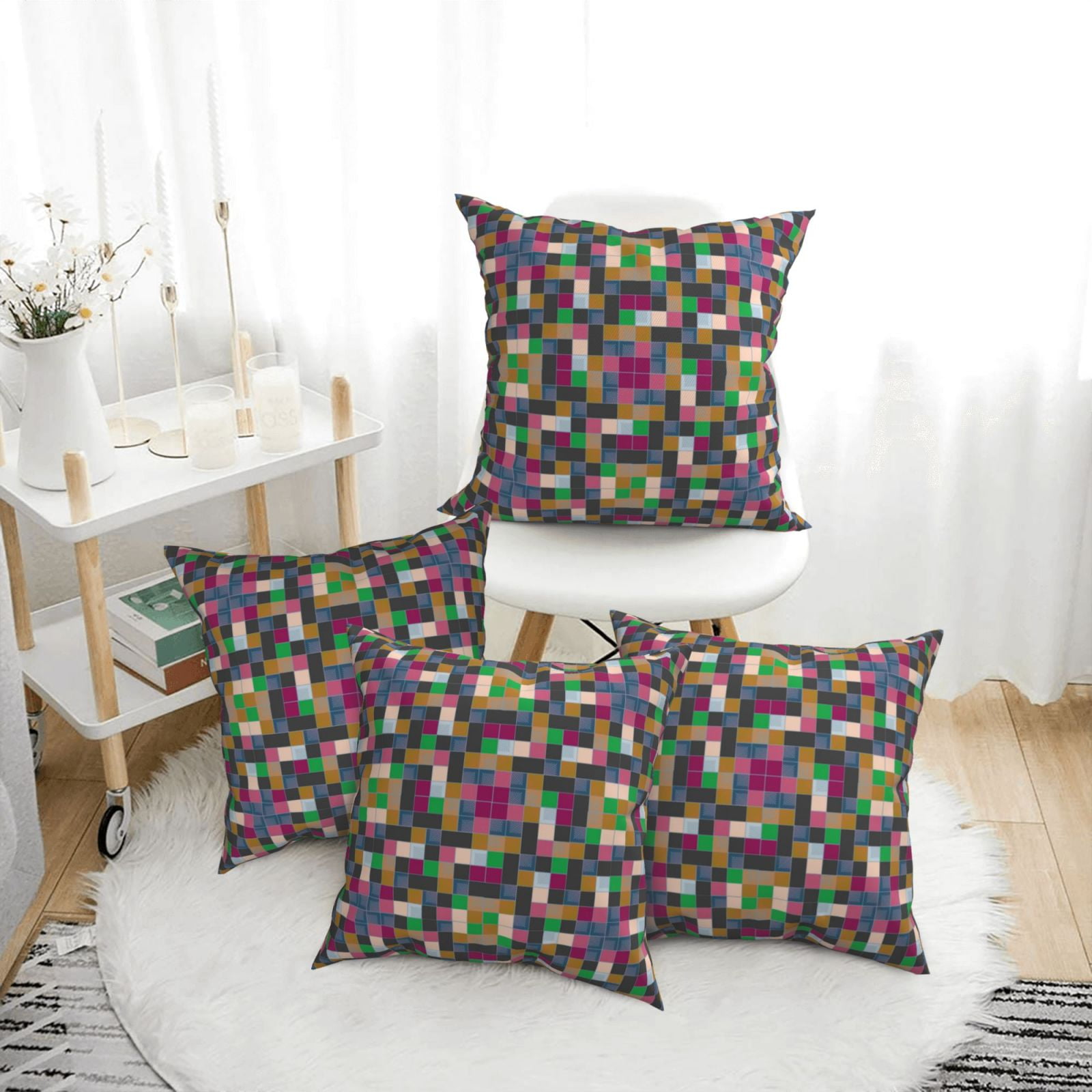 4 Pack Throw Pillow Covers Abstract color pattern Breathable Pillow