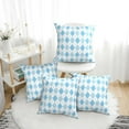 4 Pack Throw Pillow Covers Blue and White Squares Breathable Pillow